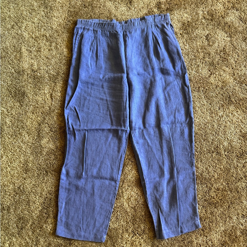 Blue/purple Marc Ware linen pants with pockets; perfect condition